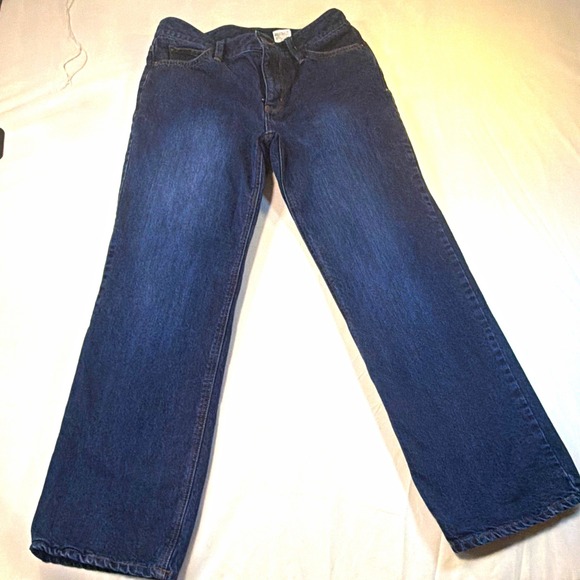 Eddie Bauer Denim - Eddie Bauer Womens Flannel Lined Jeans 8 Dark Wash Straight Leg Winter Denim